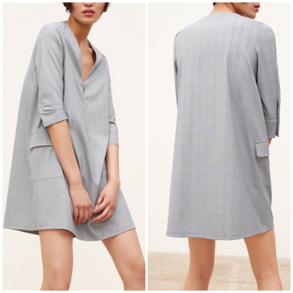 NWT ZARA Houndstooth Plaid Dress - Picture 1 of 6
